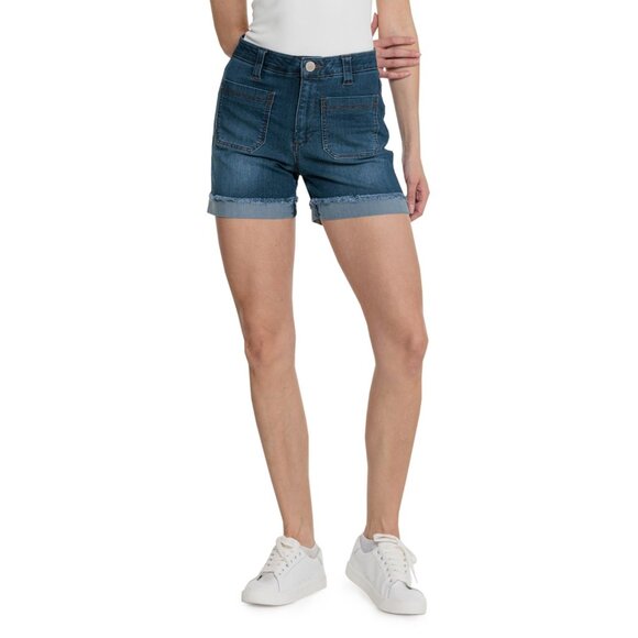 NEW Democracy AbTechnology High-Rise Denim Shorts - 4.5” Blue cotton,/rayon 267s